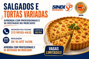 Inscrições abertas: Curso Salgados e Tortas Variadas